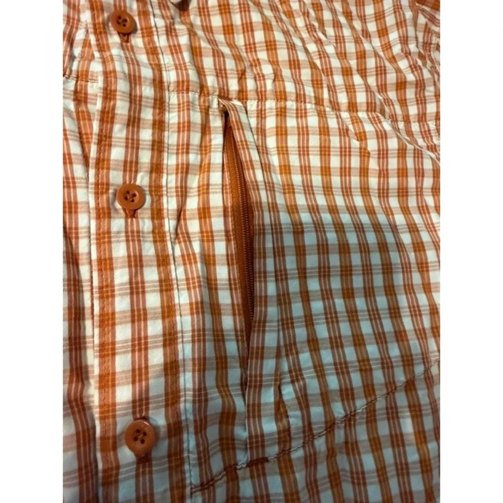 The North Face Mens XL Orange Gingham Plaid Short Sleeve Hiking Shirt 0148